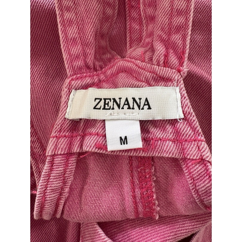 Zenana Pink Acid Wash Overalls Wide Leg Bib Jumpsuit NWT Relaxed Loose Fit M - Picture 6 of 8